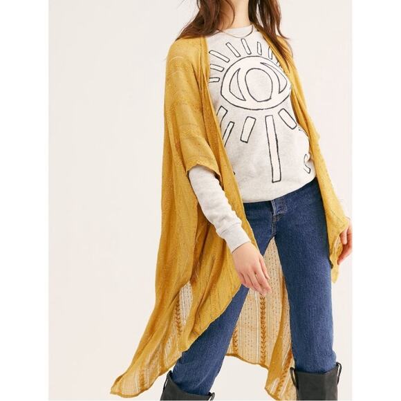 Free People Sequin Day Dream Kimono Gold - Picture 2 of 12